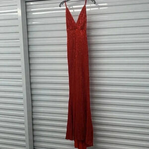 Love and Lemonade Red Sequin Long Gown BodyCon Dress XS NWT